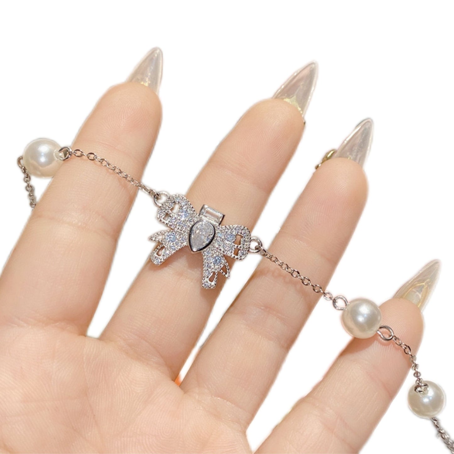 Twilight Bow & Pearl Bracelet