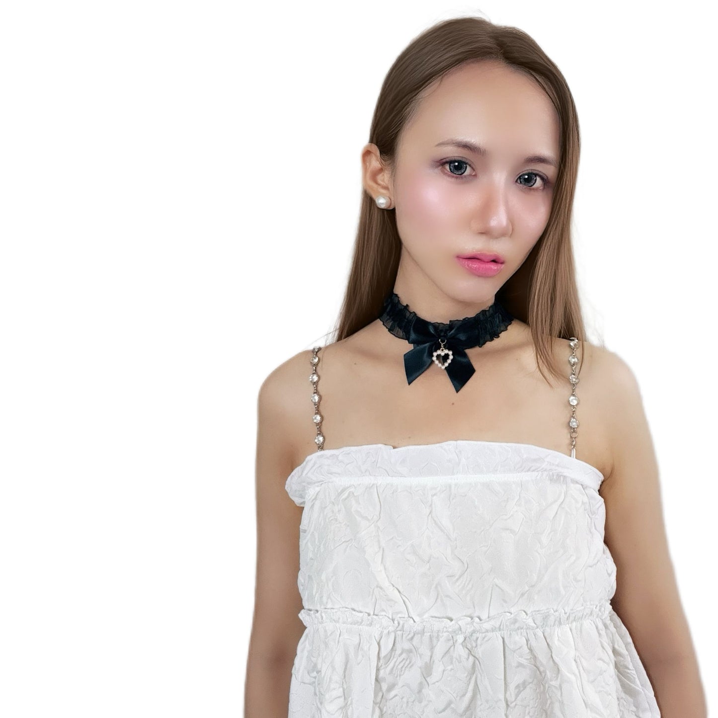 Nocturne Pearl Heart Choker