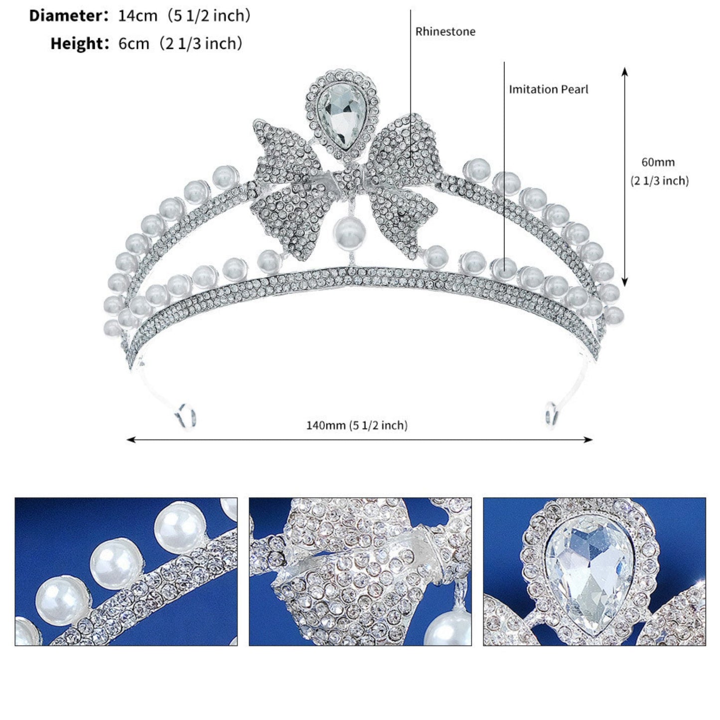 Imperial Luxe Bow & Pearl Crown