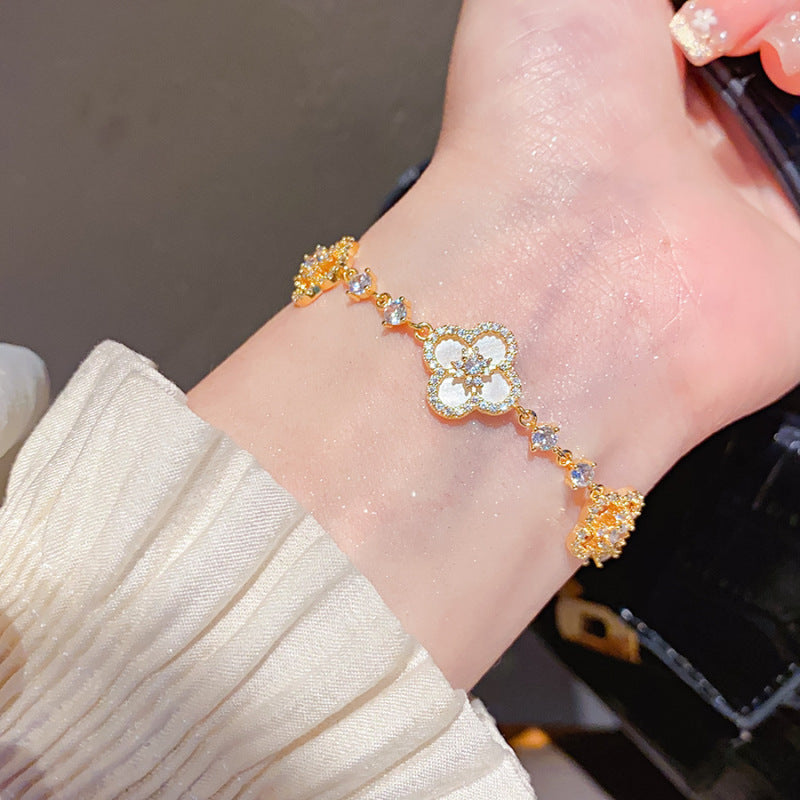 Aurora Clover Bracelet - Stardust Silver