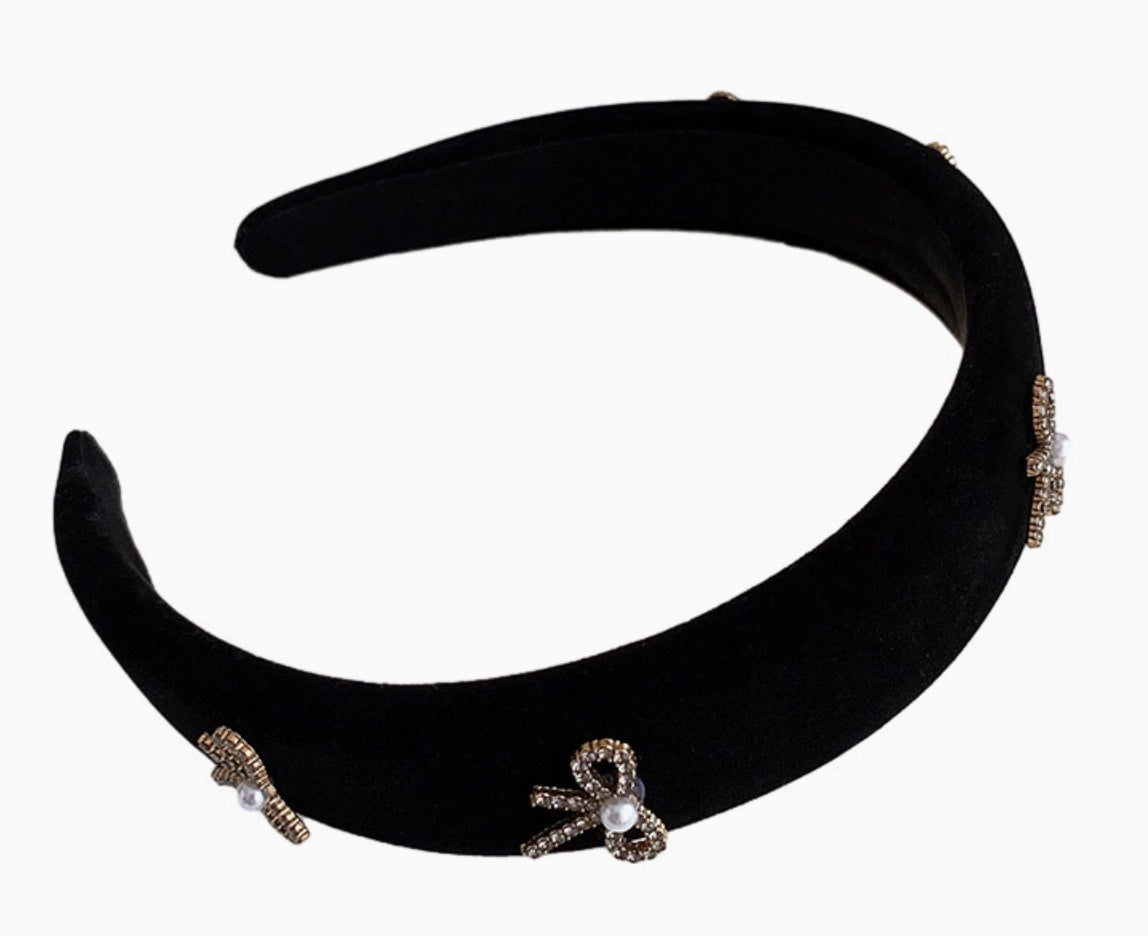 Noir Diamond Ribbons Headband