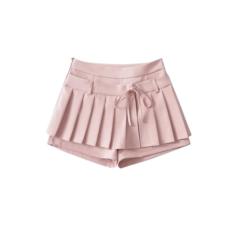 Chic Pleated Bow Shorts