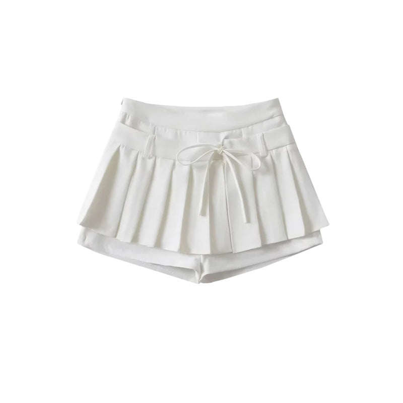 Chic Pleated Bow Shorts