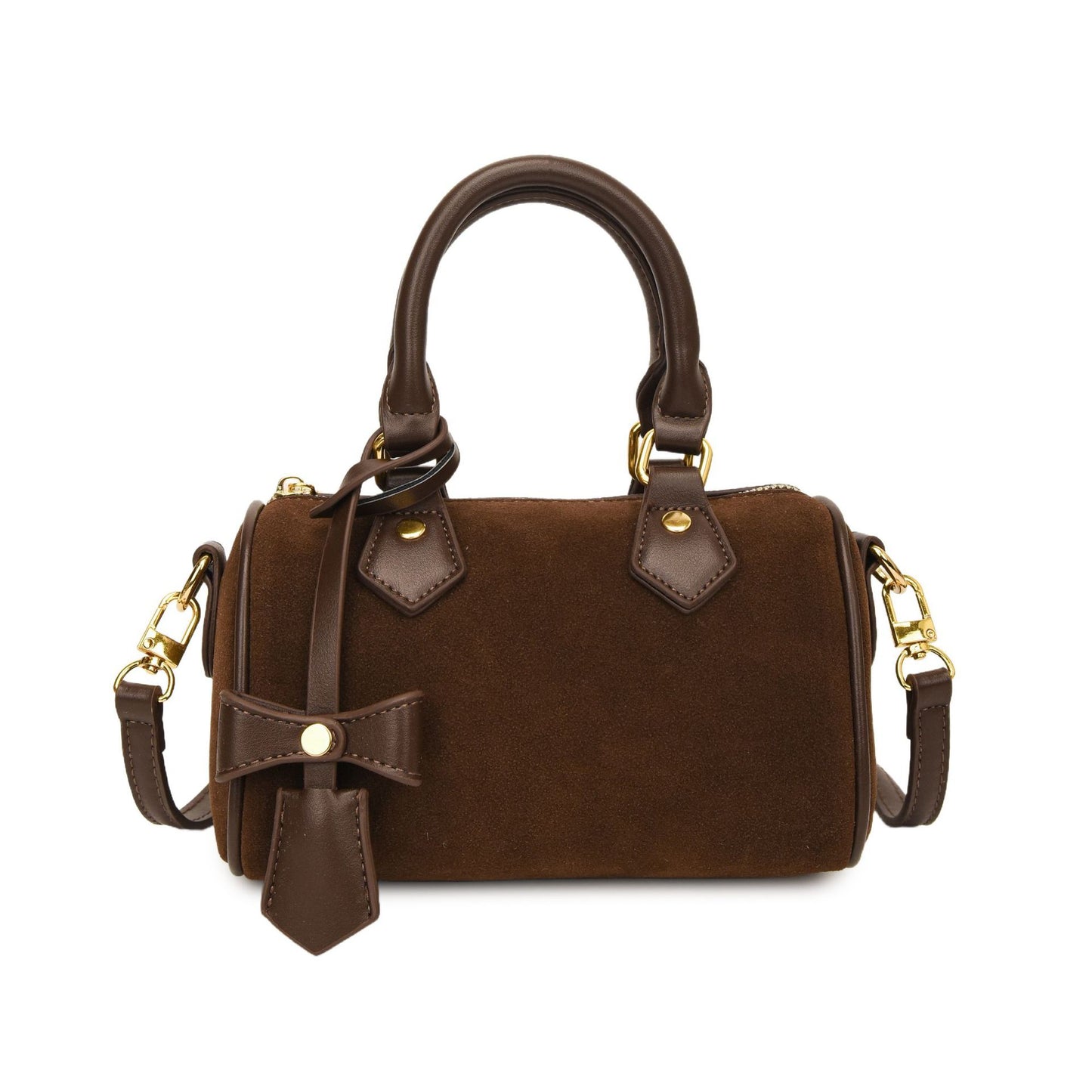 Bow Suede Boston Bag