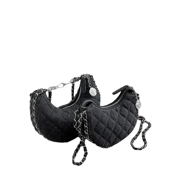 Denim Crescent Moon Bag