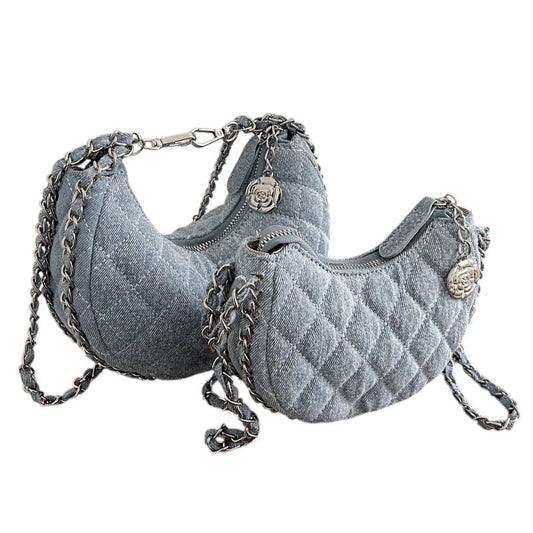 Denim Crescent Moon Bag