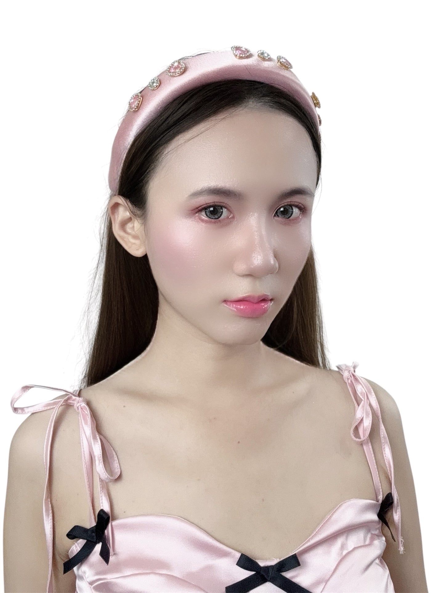 Diamond Heart Satin Headband