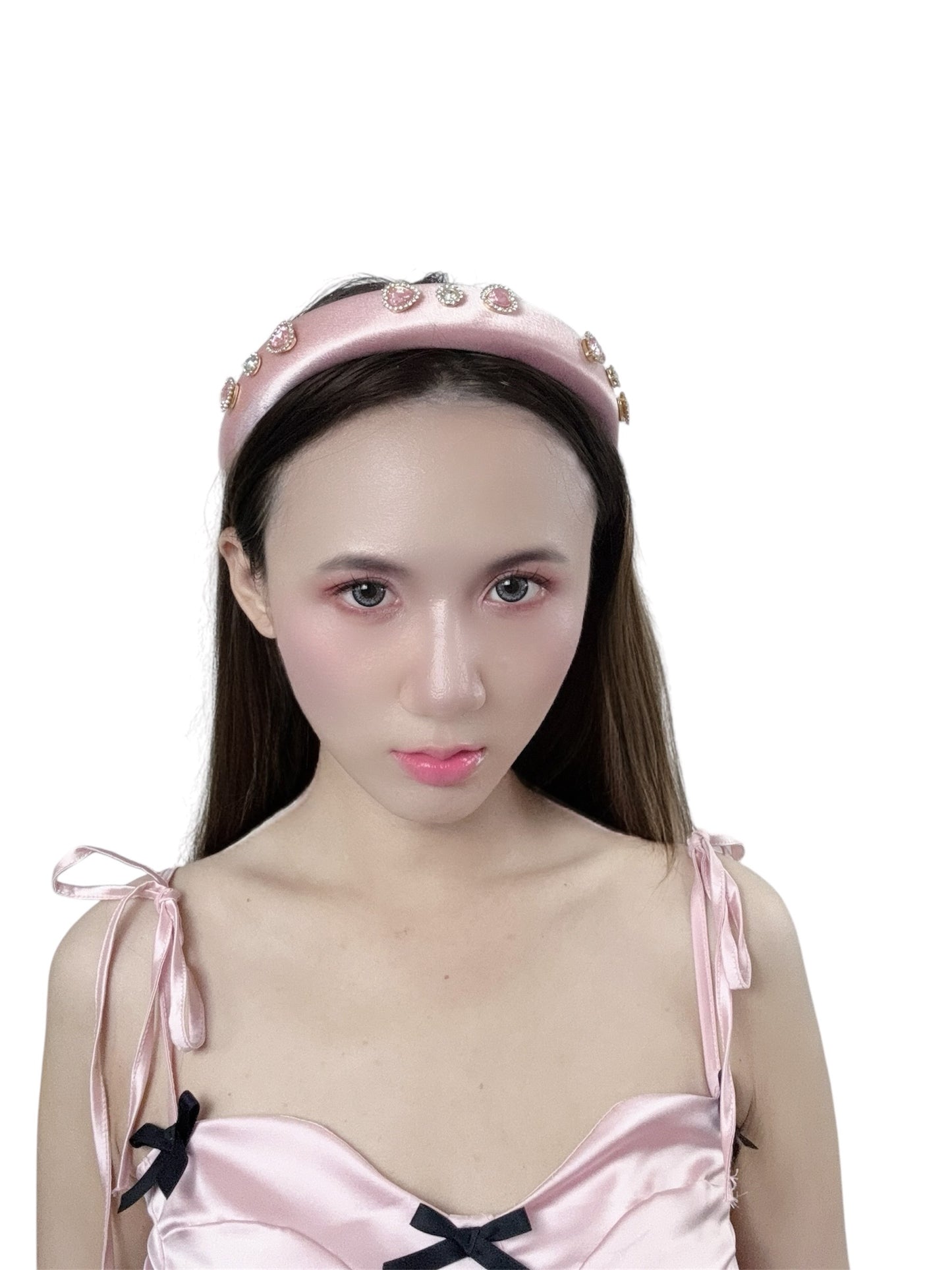 Diamond Heart Satin Headband