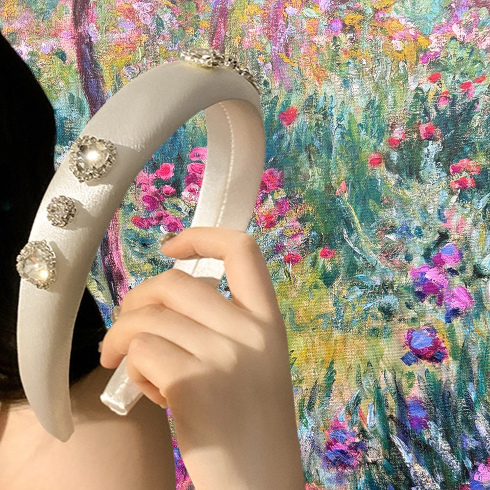 Diamond Heart Satin Headband