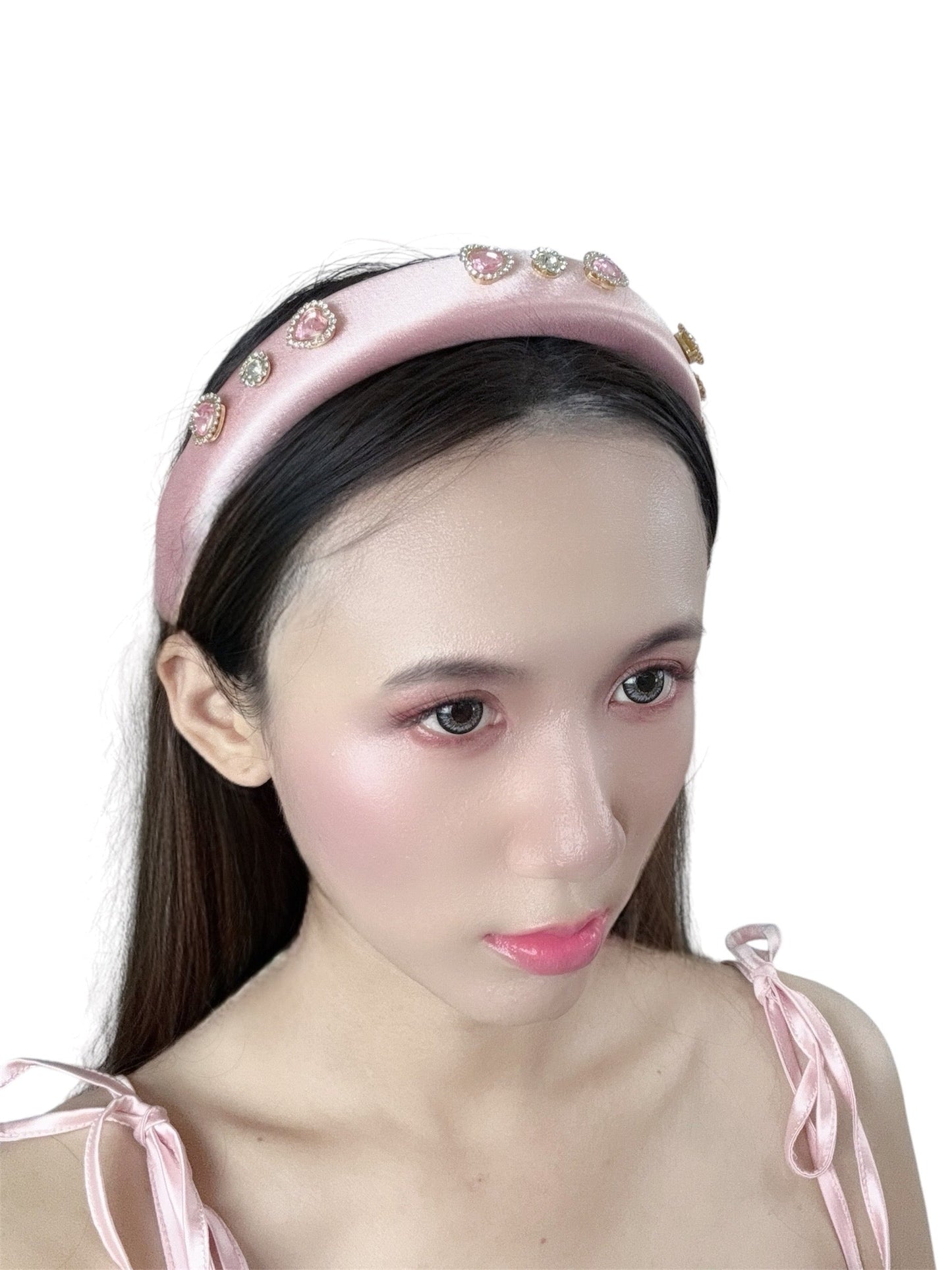 Diamond Heart Satin Headband