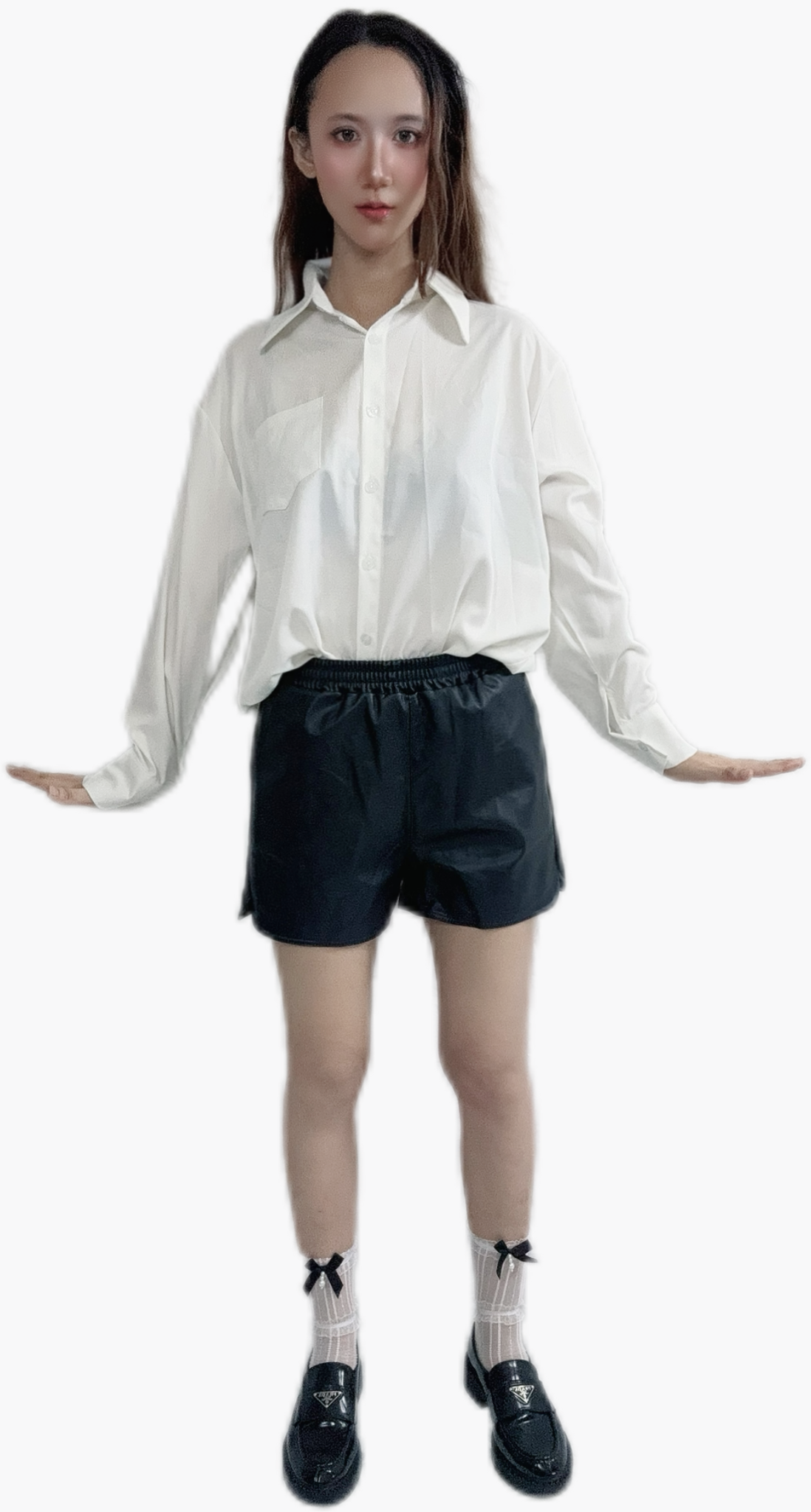 "Noir Leather Shorts with edgy style"