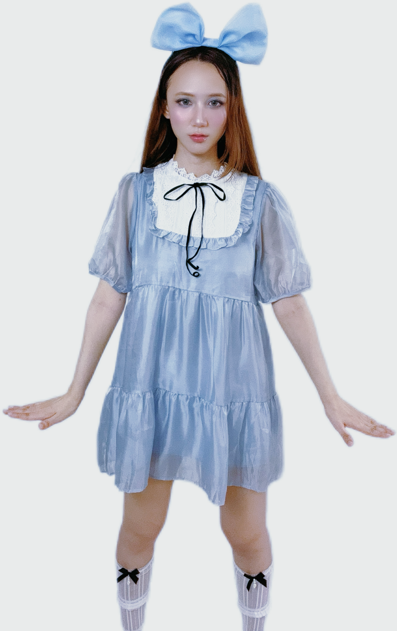 "Sky Blue Bow Dress with chic and stylish bow"