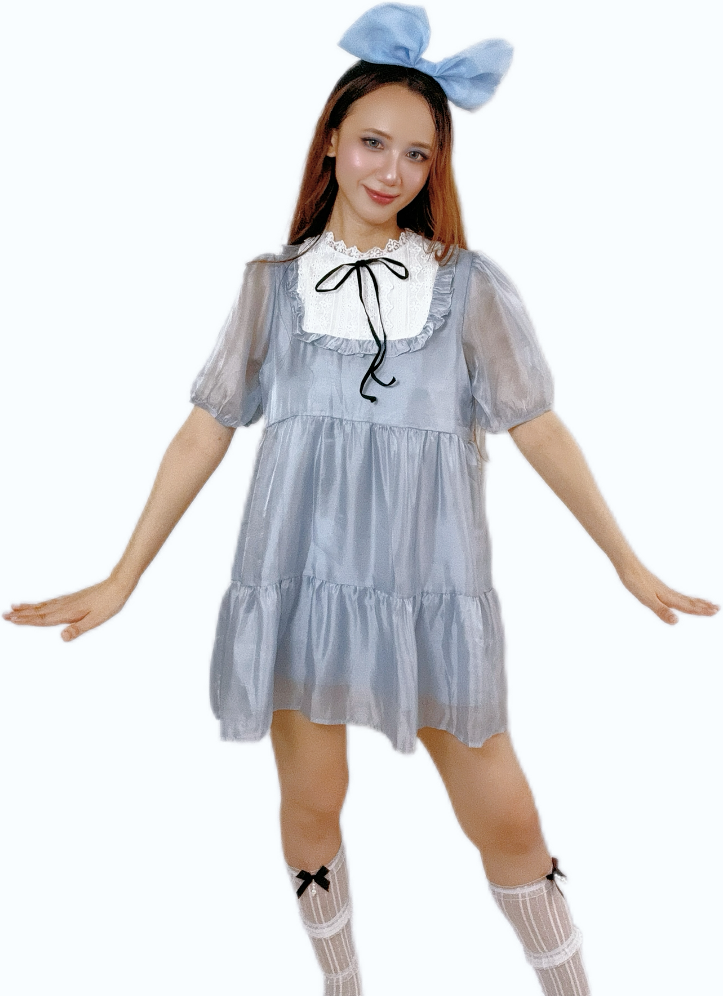 "Sky Blue Bow Dress with chic and stylish bow"