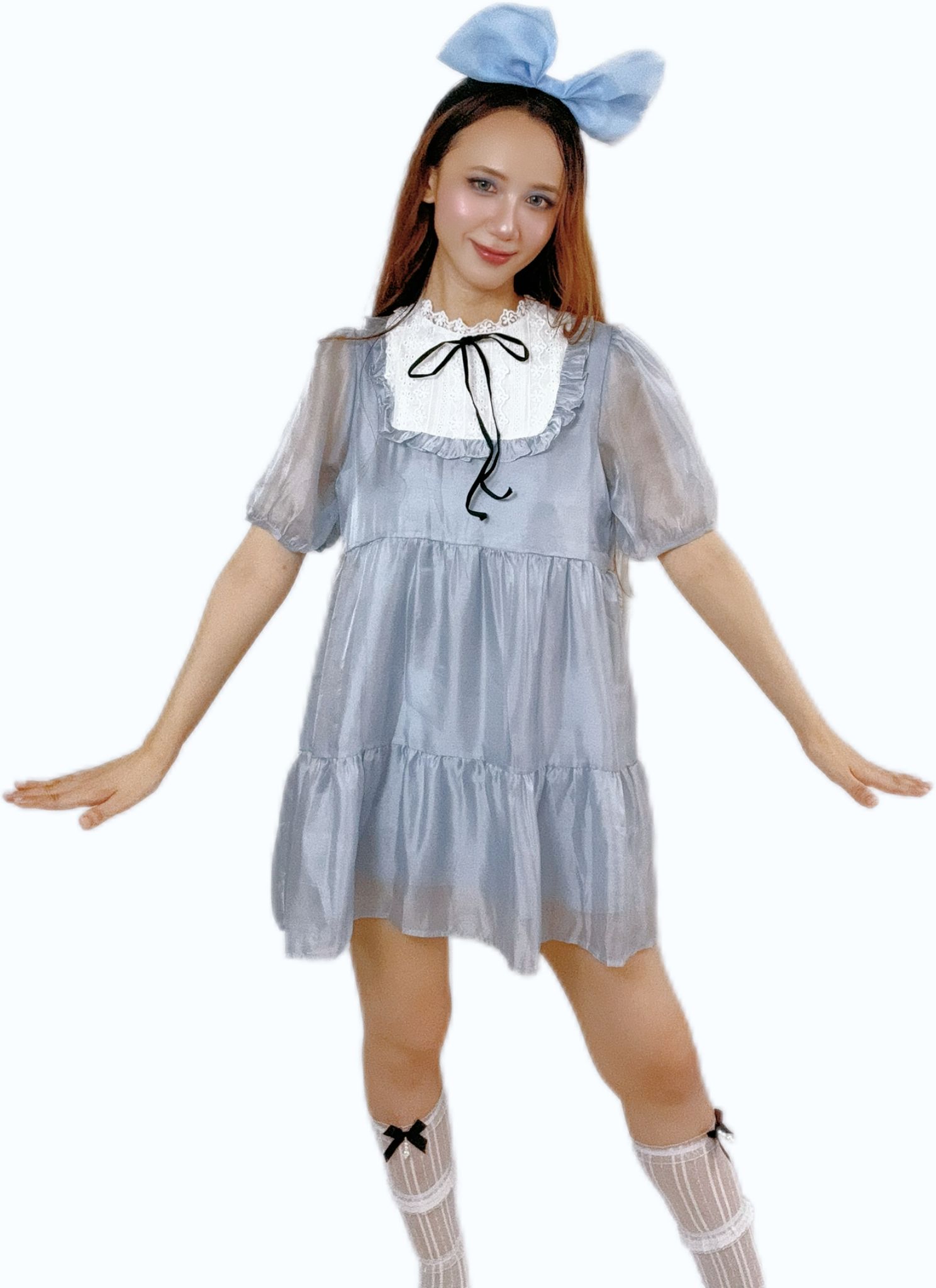 "Sky Blue Bow Dress with chic and stylish bow"