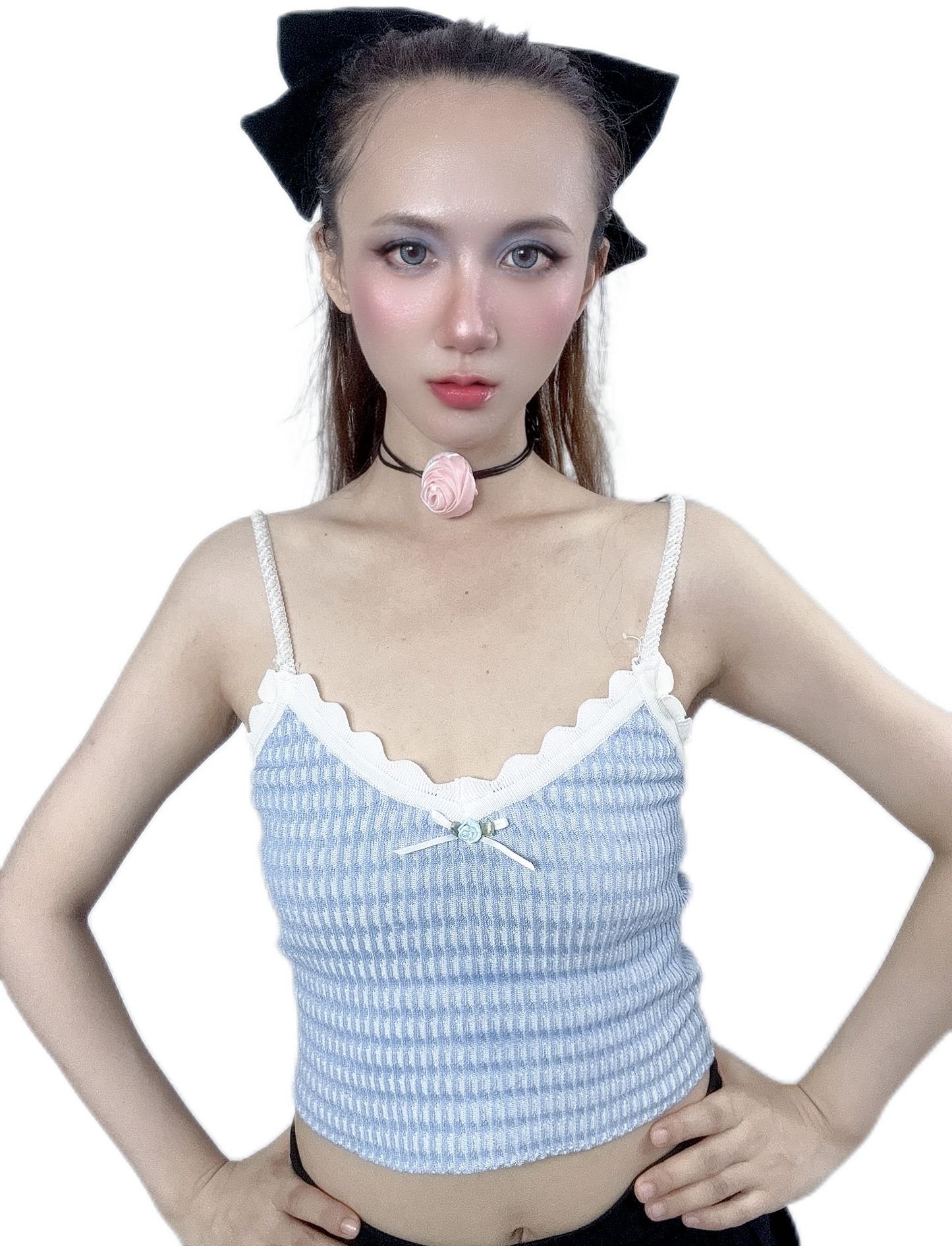 Baby Blue Rose Singlet