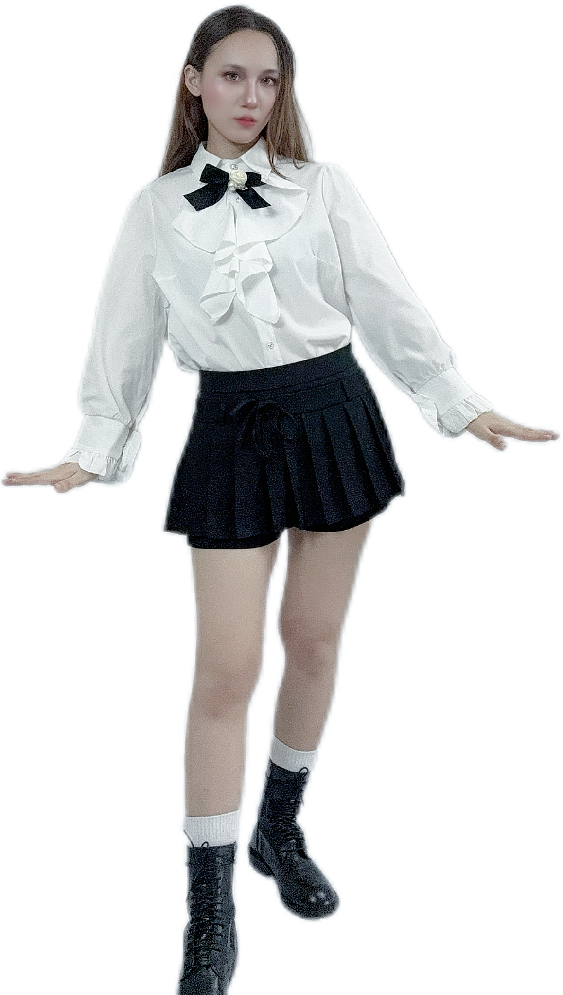 "Rose Pearl Bow Shirt with elegant pearl design"