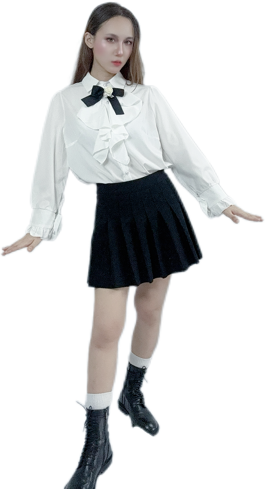 "Rose Pearl Bow Shirt with elegant pearl design"