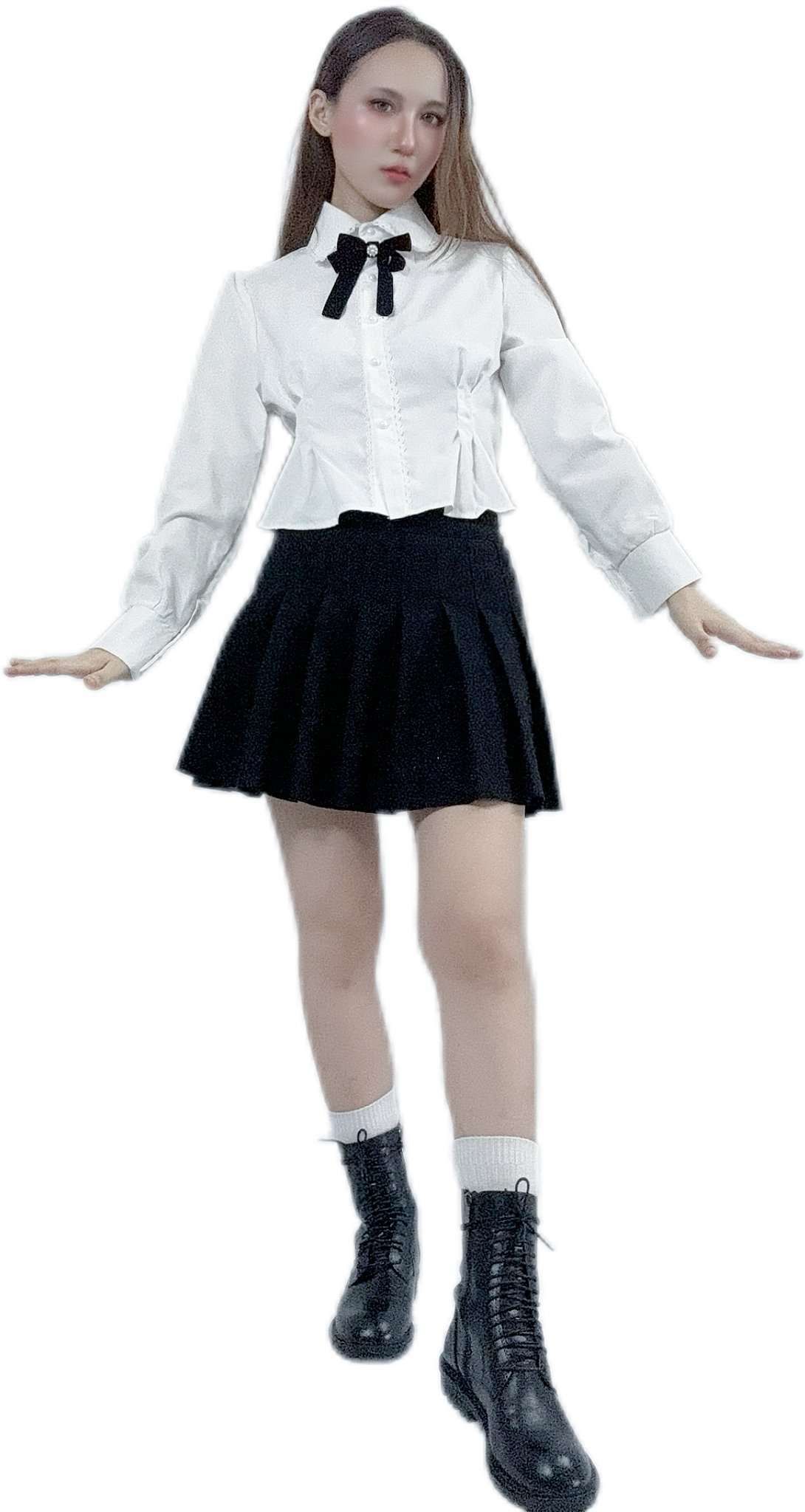 "Classic Snow Bow Shirt with pure white design"