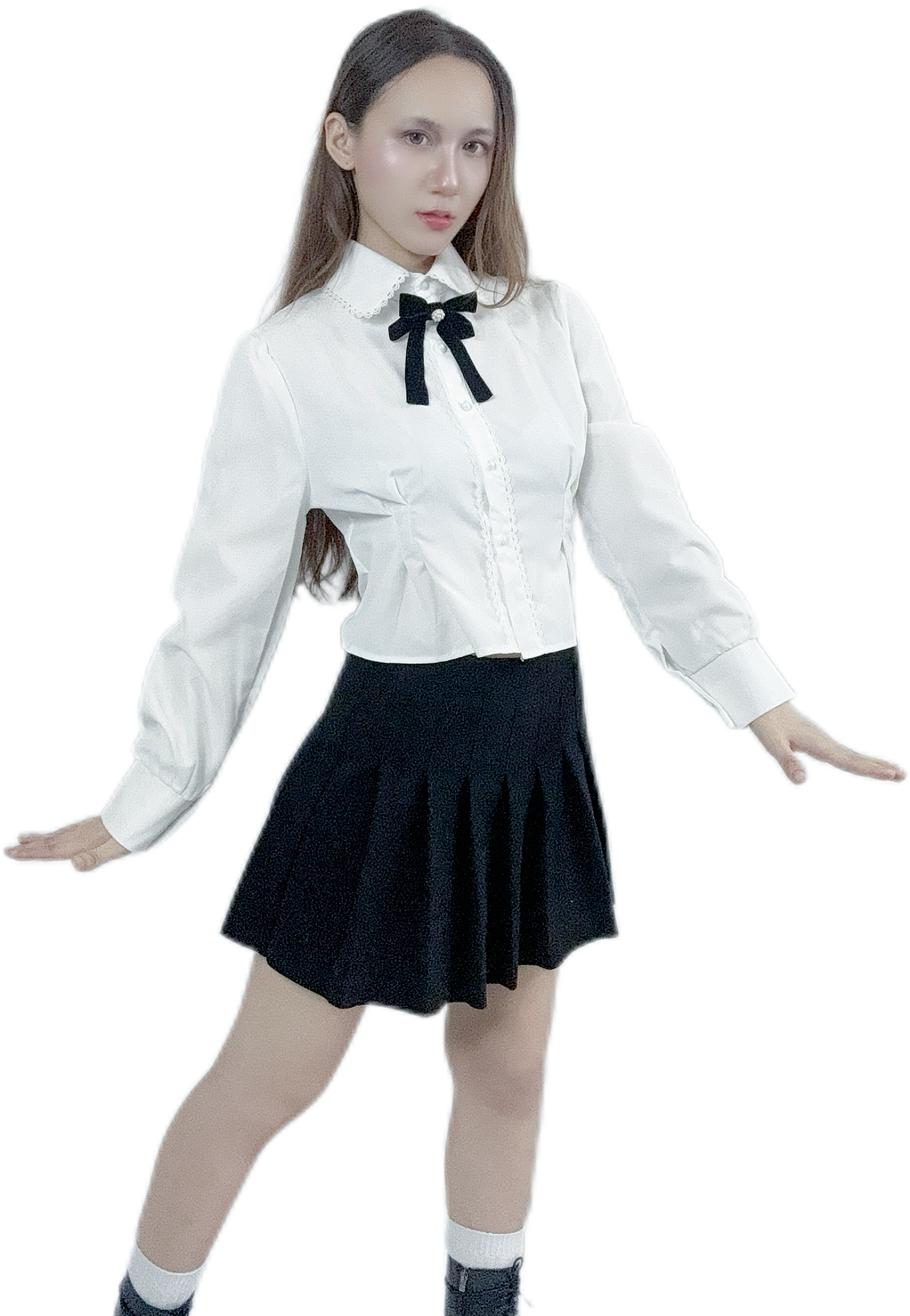 "Classic Snow Bow Shirt with pure white design"