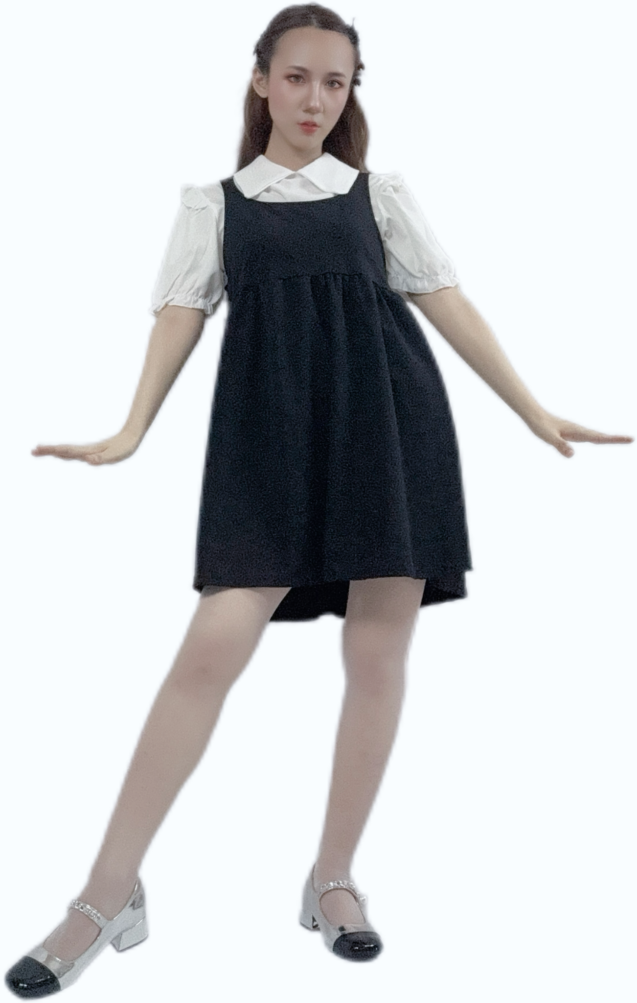 "Classic Black & White Two Piece Dress with timeless design"