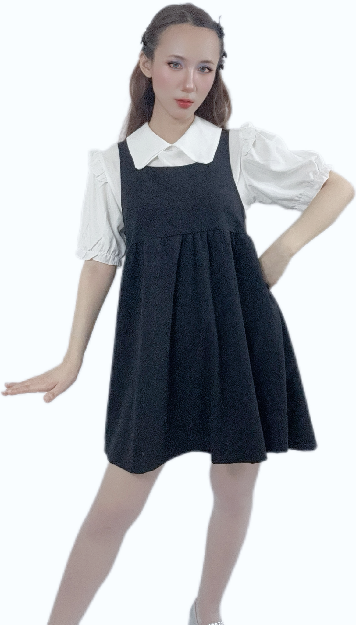 "Classic Black & White Two Piece Dress with timeless design"