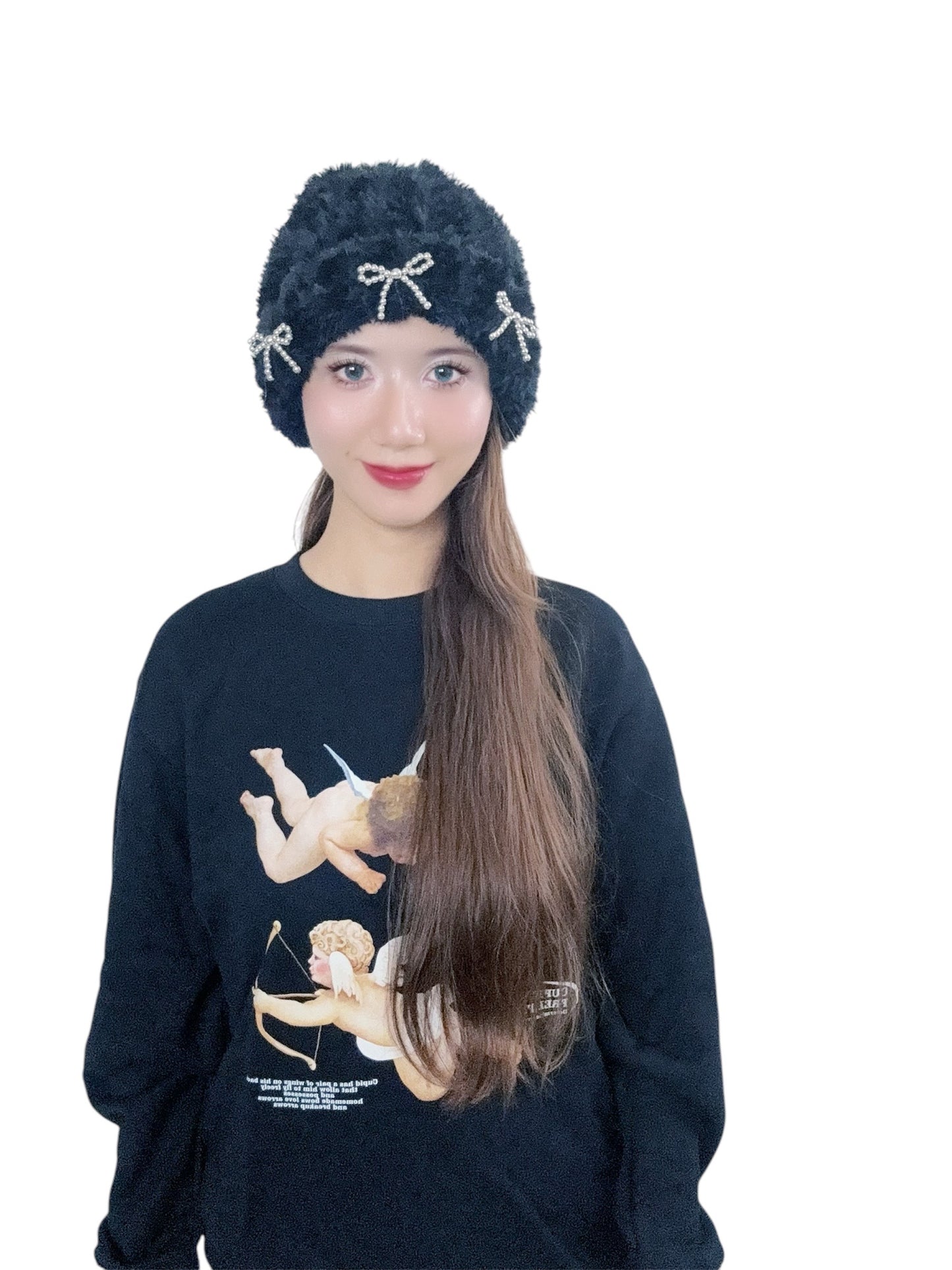 Metallic Ribbons Fur Beanie