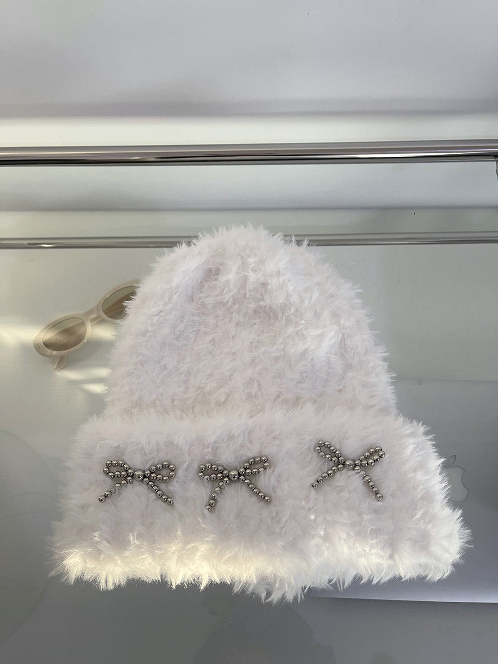 Metallic Ribbons Fur Beanie
