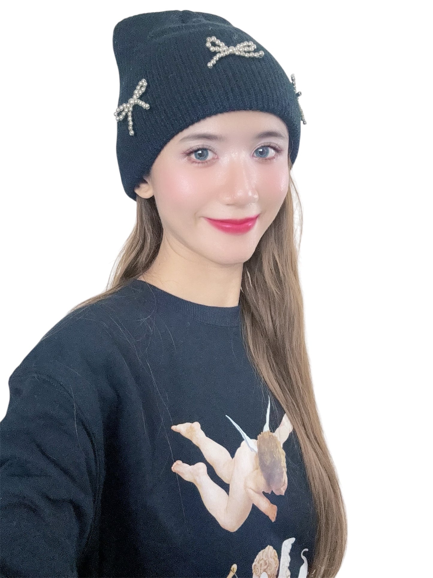 Metallic Ribbons Knit Beanie