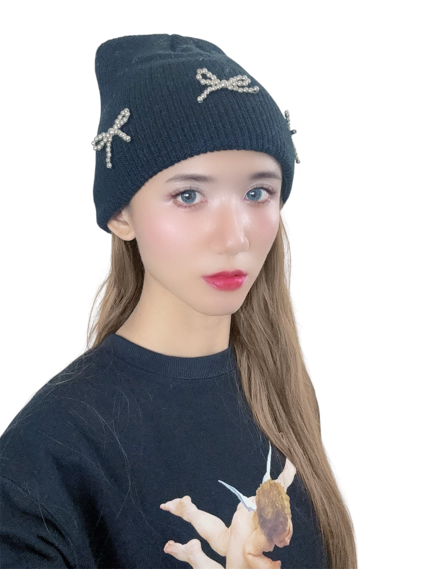 Metallic Ribbons Knit Beanie