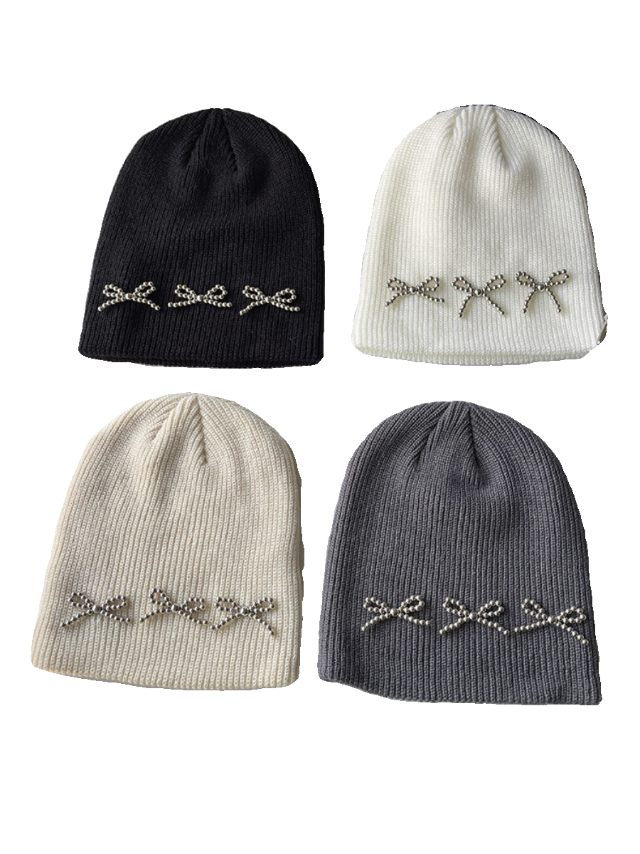 Metallic Ribbons Knit Beanie