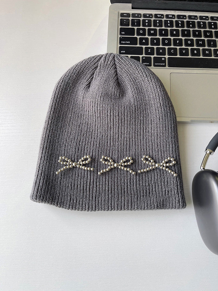 Metallic Ribbons Knit Beanie