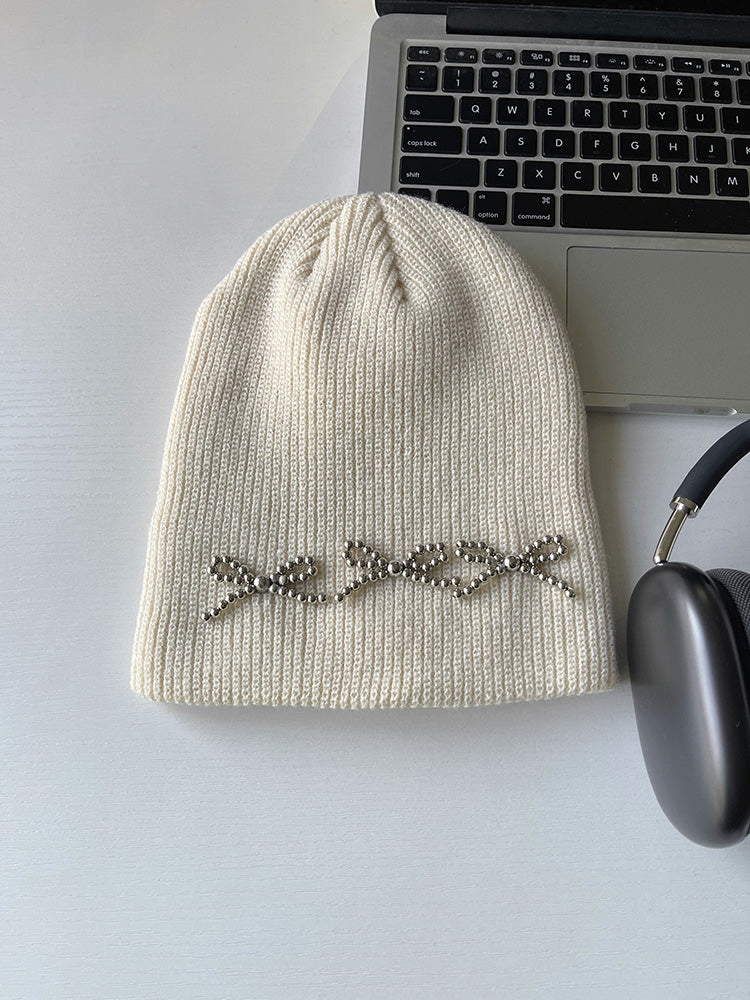 Metallic Ribbons Knit Beanie