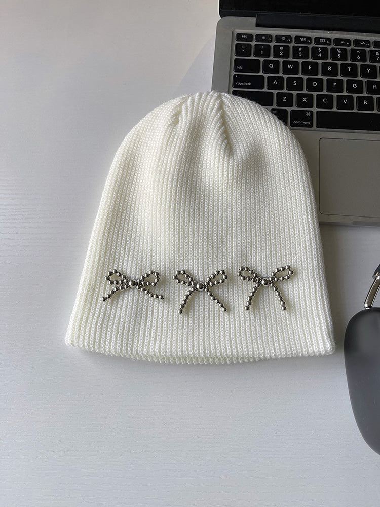 Metallic Ribbons Knit Beanie
