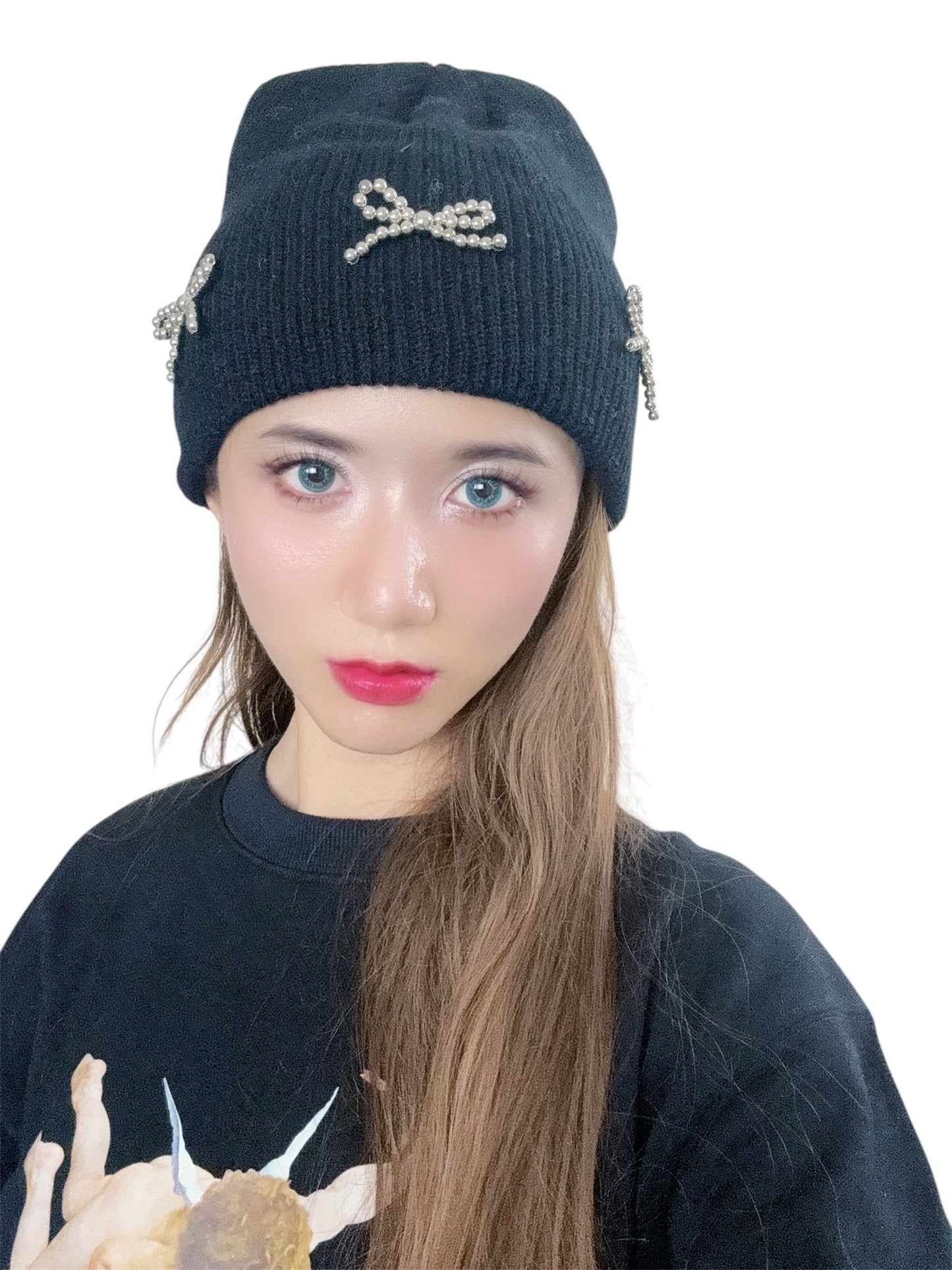 Metallic Ribbons Knit Beanie