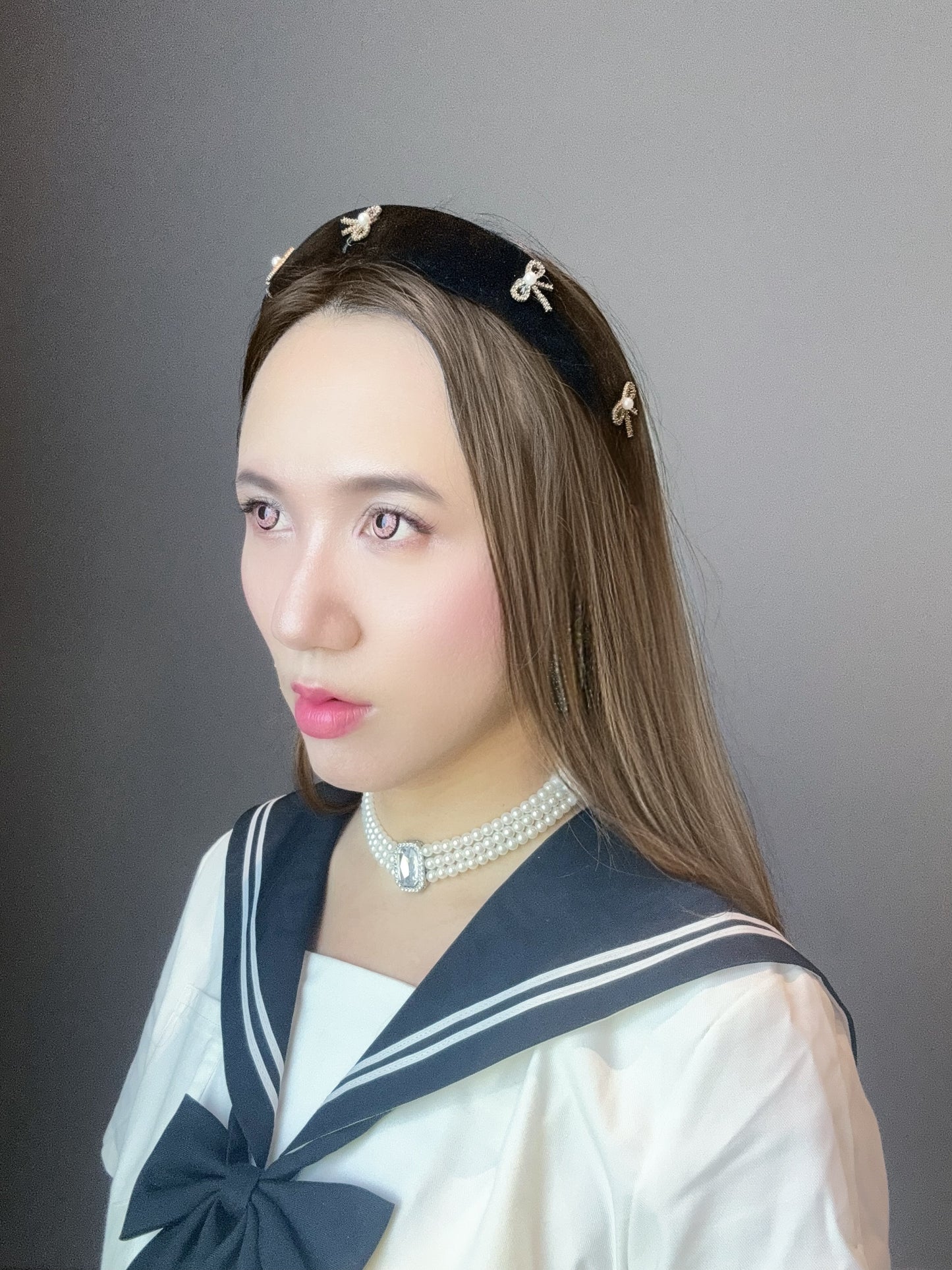 Noir Diamond Ribbons Headband