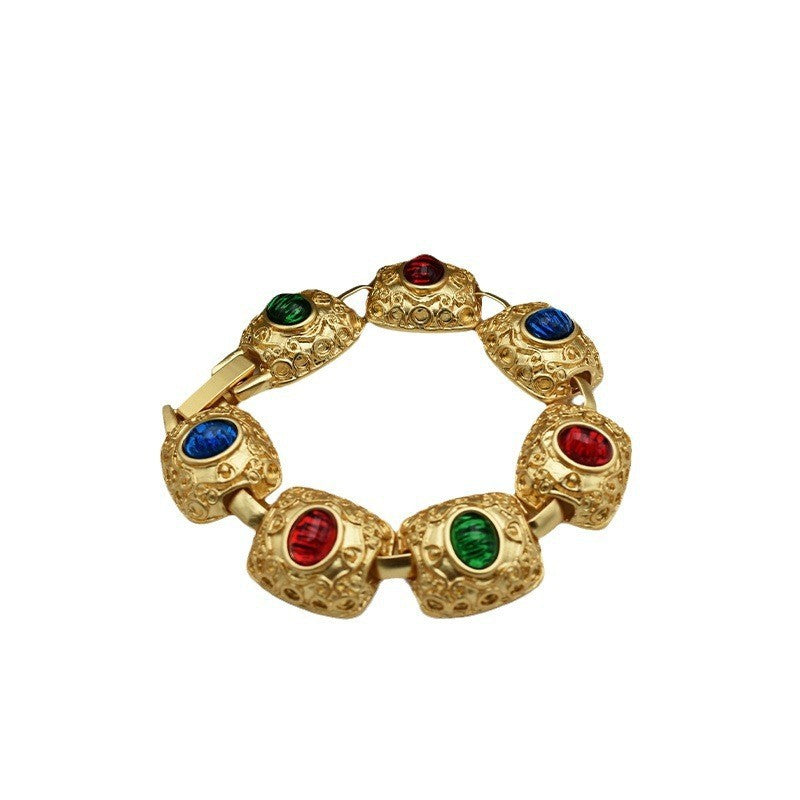 Rainbow Gemstones Golden Bracelet