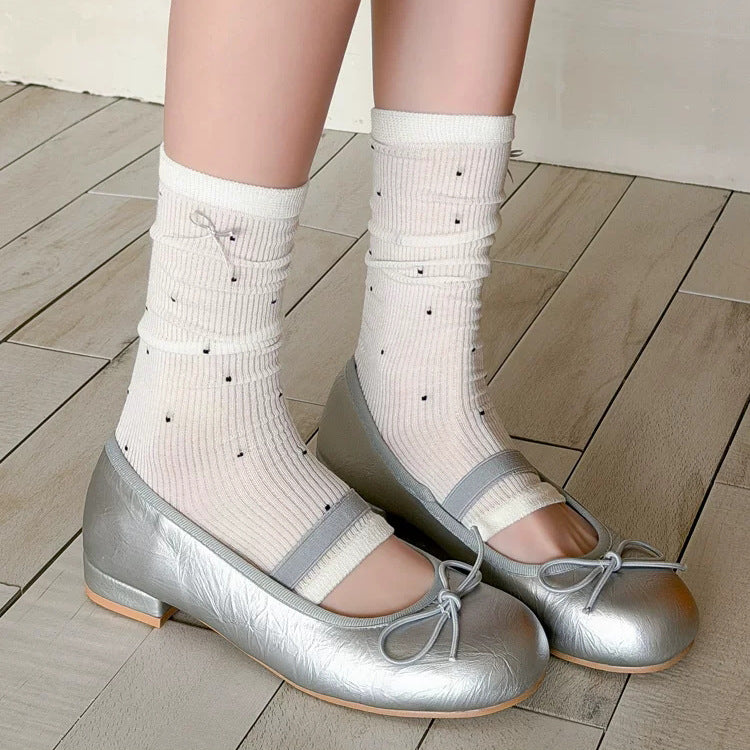Dainty Polka Toeless Socks - Midnight Black
