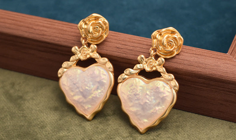 Rose Heart Medieval Earrings