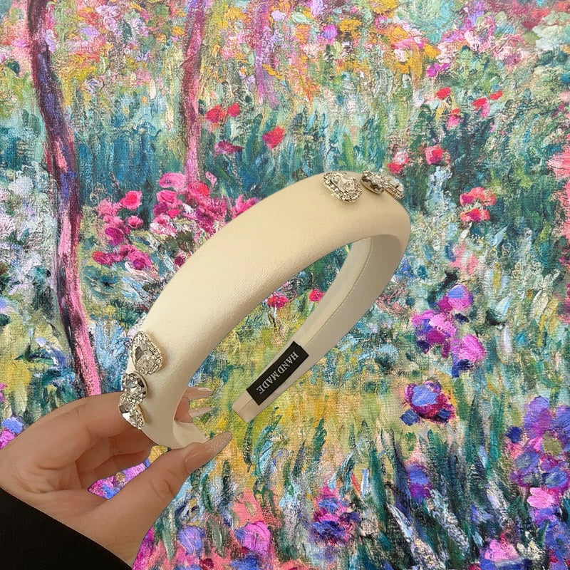 Diamond Heart Satin Headband