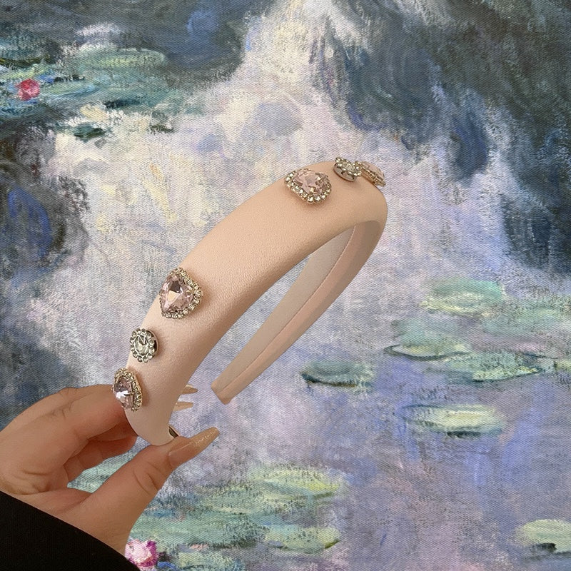 Diamond Heart Satin Headband