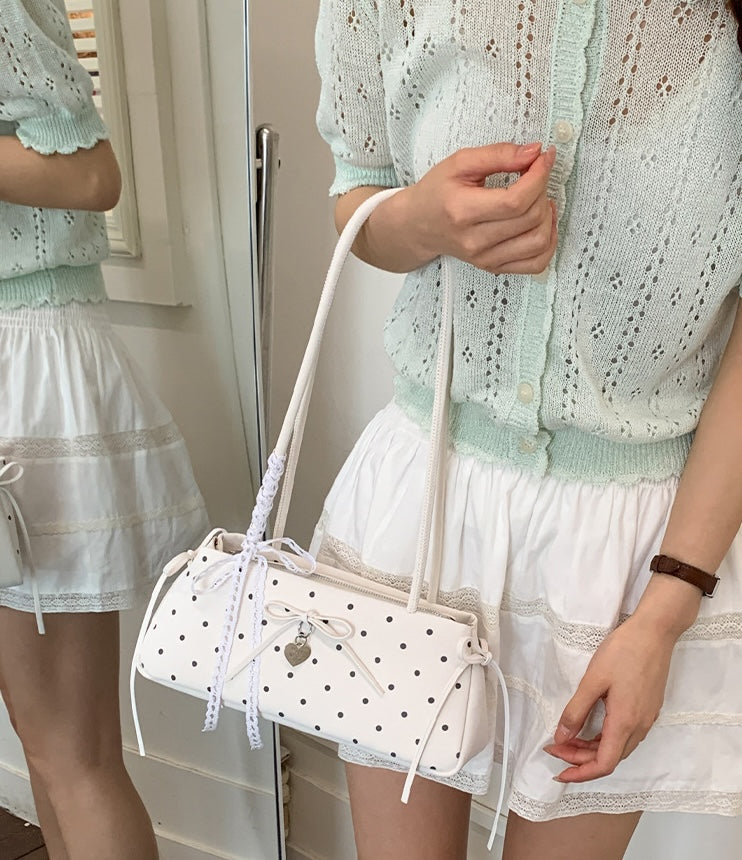 Poka Ribbon East-West Bag - Rose Red