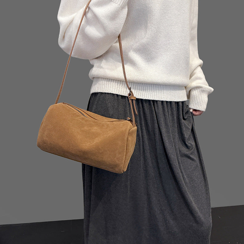 Pure Hue Barrel Bag - Suede Espresso