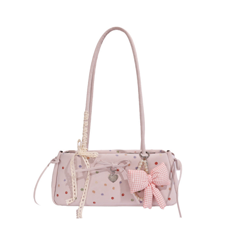 Rainbow Poka Ribbon East-West - Blanc White