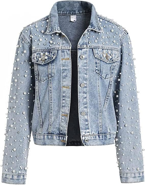 Sparkles Diamond & Pearl Denim Jacket