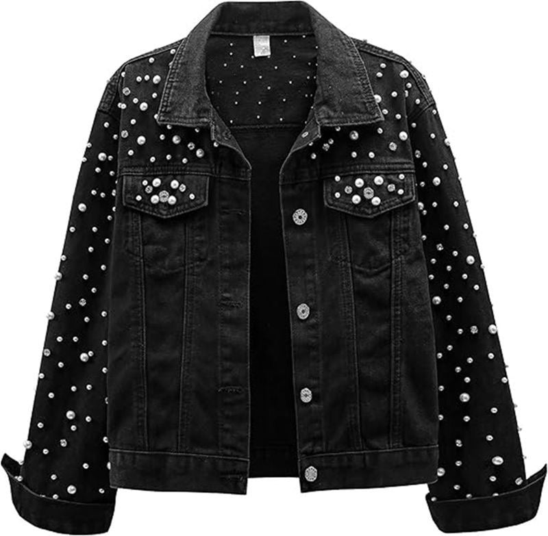 Sparkles Diamond & Pearl Denim Jacket