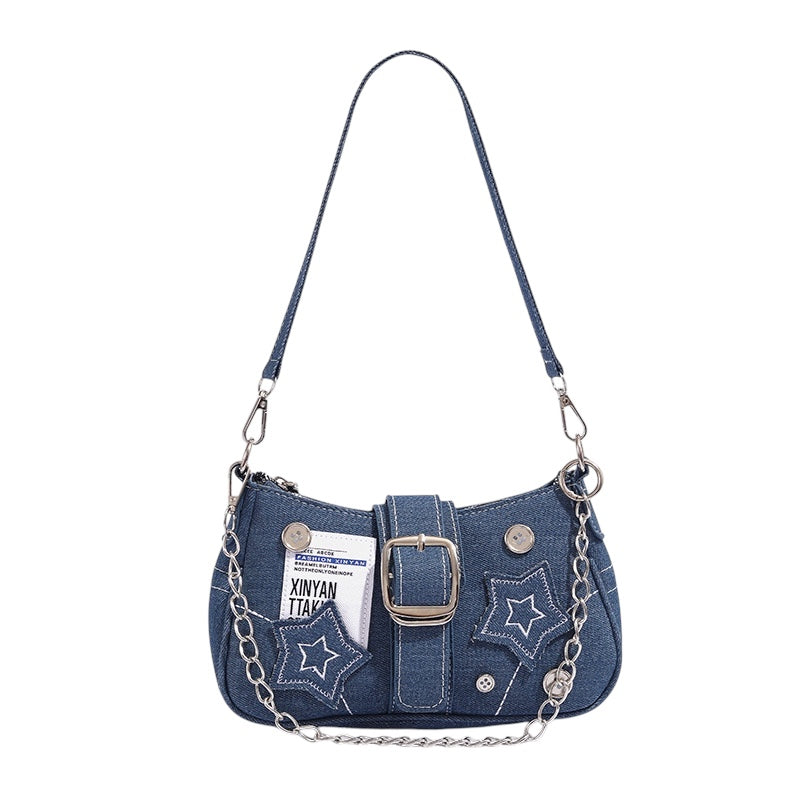 Starry Denim Shoulder Bag
