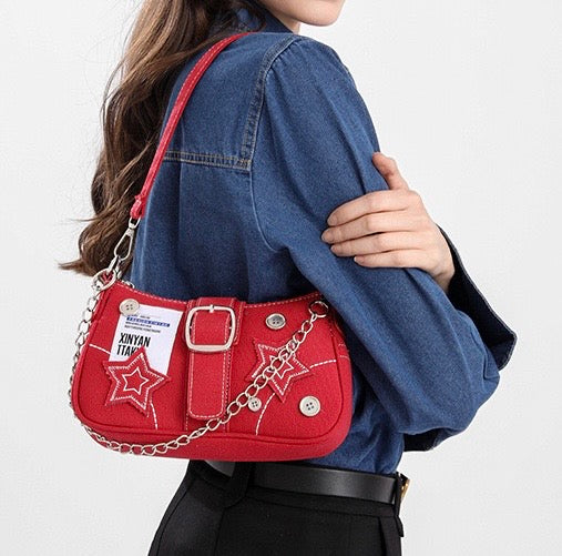Starry Denim Shoulder Bag