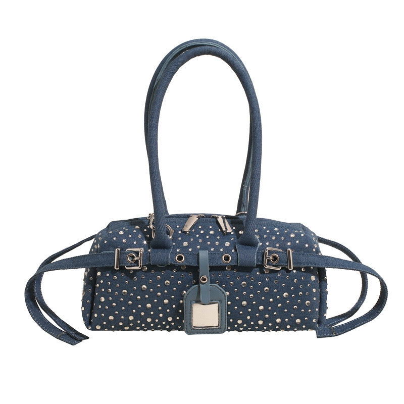 Studded Charm Denim Bag