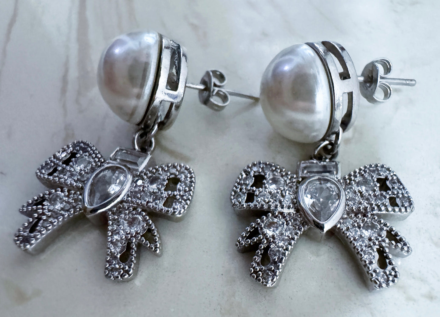 Twilight Bow & Pearl Earrings