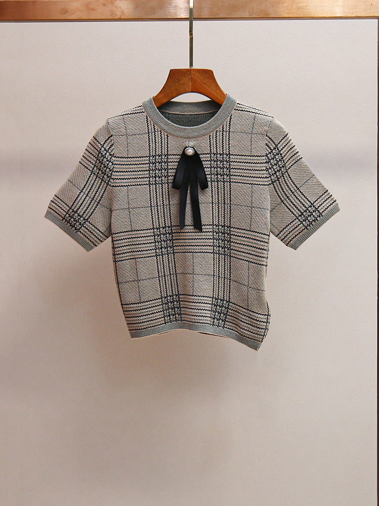 Vintage Plaid Knit Top